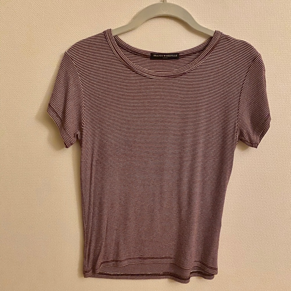 Brandy Melville Red and White Striped Top